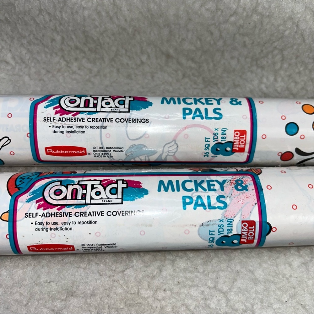 Rubbermaid Con-tact brand 1990 Mickey & Pals 2 Jumbo rolls contact paper rolls